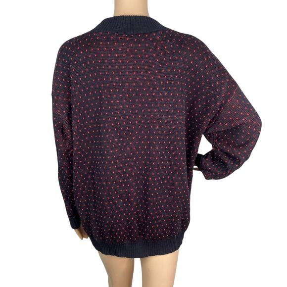 NWT Vtg 80s Custom Design Black Red Abstract Mock Neck Pullover Sweater L - Picture 6 of 7